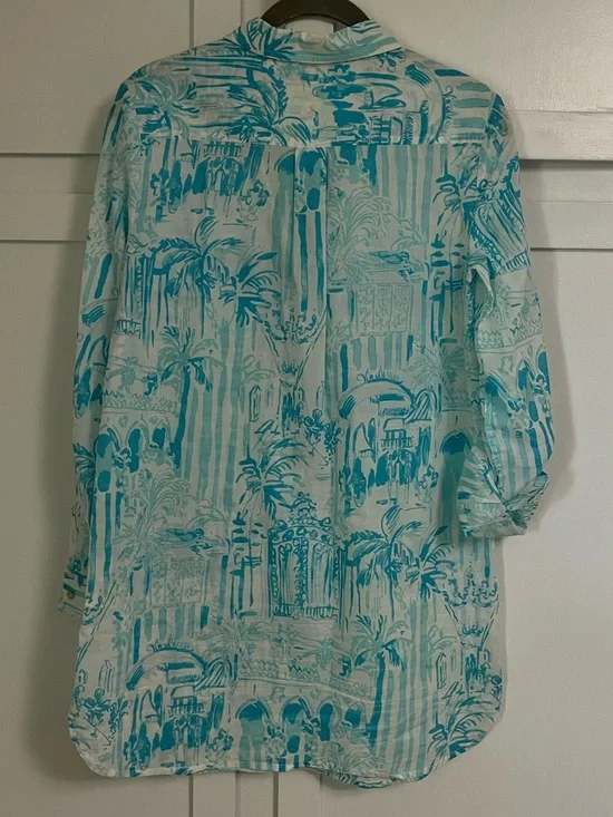 Lilly Pulitzer Captiva Tunic Beach Cover Up. Cotton Button Henley Women's XS - Picture 2 of 4